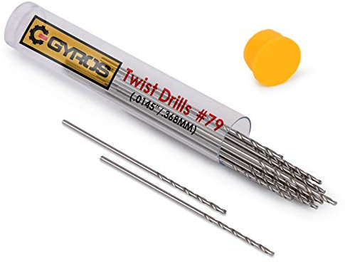 Gyros Micro Drill Bit Set of 12#79 Drill Bits–Small Drill Bits for Jewelry, Plastic and Soft Metal–Mini Twist Drill Bit Set for Pin Vise Hand Drill, Rotary Tool-High SpeedSteel Wire Gauge Drill Bits