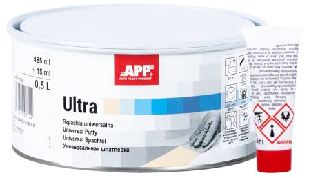APP Ultra - Mastic Carrosserie Voiture avec Durcisseur | Mastic Polyester Universel Bi-Composant : idéal pour Le métal, l'acier, l'aluminium, Le Polyester et Plus | Beige | 0,5 L