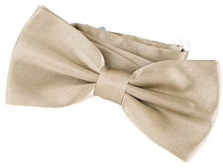 DonDon Edle champagnerfarbene Fliege bzw. Schleife mit Haken - bereits gebunden und verstellbar