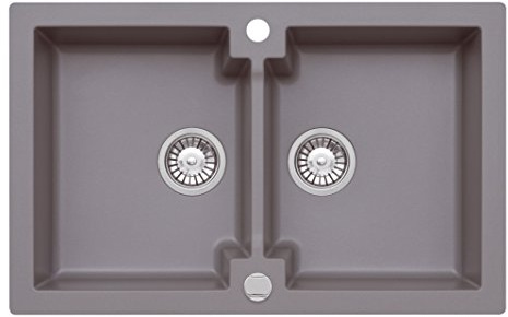 Einbau Spüle Mojito 160 für 80er Axigranit Doppelbecken Küchenspüle 79 x 50 cm (Axis Moonlight Grey)