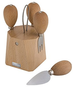 Artelegno 66 Parma - Bloque magnético para cuchillos de queso con cuatro cuchillos de queso de acero inoxidable, madera de haya maciza, acabado lacado natural