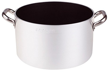 Pentole Agnelli, ALSA2104S28, Casseruola Alta Antiaderente Con 2 Maniglie Inox, Alluminio, Argento