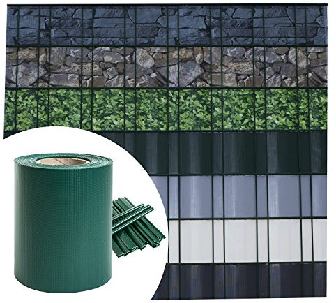 Sichtschutz PVC - Grün RAL 6005-70m (14m²) - Doppelstabmatten Zaunfolie Windschutz blickdicht Windschutz