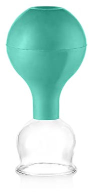 Pulox Schröpfglas aus Echtglas mit Saugball in Grün, 40mm - Medizinische Profi-Schröpfgläser