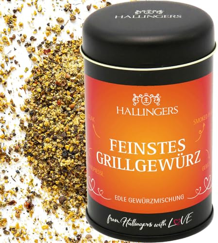 Hallingers Genuss Manufaktur Gewürzmischung Geschenk - Koch-Gewürze in edler Geschenk-Dose Feinstes Grillg... für Grill, Gemüse & Quarkspeisen, Geschenkidee für Frauen Männer