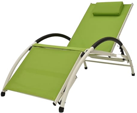 Vivere DKDSUN-GA Dockside Sun Lounger, Aluminium, Green Apple, 170 x 67 x 84 cm