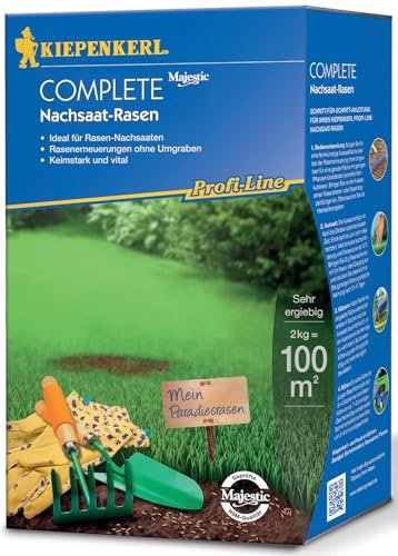Kiepenkerl Profi-Line Complete Nachsaat-Rasensamen, 2 kg - Schnellkeimend & Hochbelastbar, Qualitätssamen für dichten Rasen