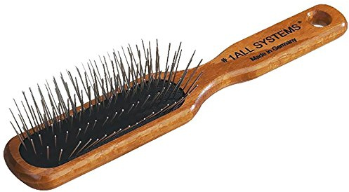 #1 All Systems No Pet Oblong Pin Brush with Wooden Handle