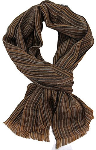Rödfuchs sommarsjal websjal ränder moderiktig brun 100 % ull (merino)