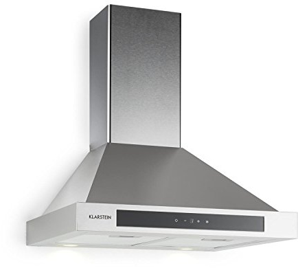 Klarstein Zelda - Cooker Extractor Hood, Exhaust Hood, Wall Hood, Exhaust/Recirculated Air, Exhaust Air: 620 m³/h, Glass, Wall Mount, Width: 60 cm, Grease Filter, Exhaust Hose, Silver