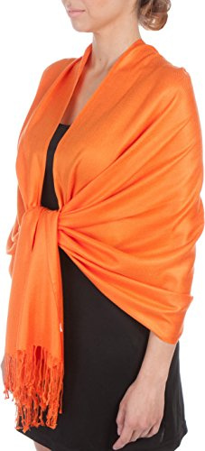 Sakkas silkeslen mjuk pashmina-känsla halsduk/stola, apelsin, one size