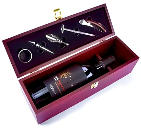 GOODS+GADGETS® Vinpresent Sommelier Set – Trälåda med 6 Tillbehör