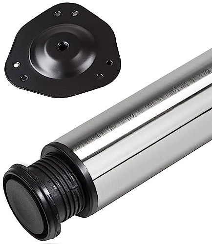 SOTECH 1 Stück Tischbein Höhe 820 mm Ø 76/80 mm echt Edelstahl gebürstet | belastbar bis 75 kg, Möbelfuß mit 32 mm Höhenverstellung Tischfuß