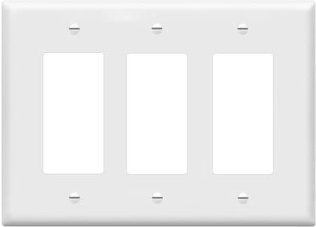 ENERLITES Decorator Light Switch or Receptacle Outlet Wall Plate, Mid-Size 3-Gang 4.88 x 6.77, Polycarbonate Thermoplastic, UL Listed, 8833M-W, White