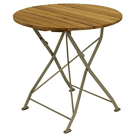 DEGAMO Biergarten Klapptisch Bad TÖLZ 77cm rund, Flachstahl verzinkt + pulverbeschichtet, Holz Robinie
