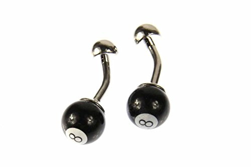 Miniblings Billard Manschettenknöpfe Miniblings Billardkugel schwarz 8 + Box Snooker Kugel - Herrenschmuck Manschettenknopf Cufflinks Hemdknöpfe I Holzbox inklusive