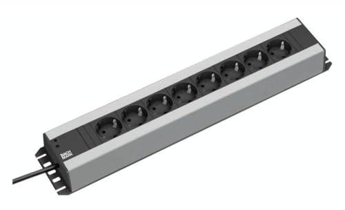 BACHMANN Steckdosenleiste HANDWERKERLEISTE 8-Fach 2m Kabel Mehrfachsteckdose für Handwerk Grau 300.006 (extra Robustes Design)