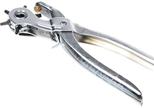 Rayher Revolving Punch Plier with Six Different Punch Heads, Rotary Hole Punch for Leather, Crafting, Card Making, and Scrapbooking, Length 22cm, metal, silver, 2109300