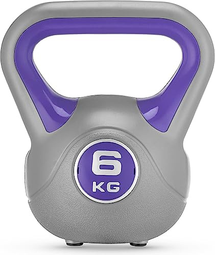 Gymtek Kettlebell Musculation avec Poids 6 kg, PVC Kettlebell Fitness Maison pour Workout,Haltere Musculation avec Poignée pour Hommes et Femme, Poids Materiel Sport, Musculation Accessoires