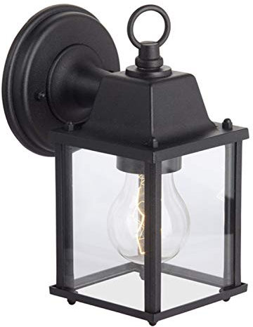 Brilliant 96186/06 Irvin - Lámpara de pared para exteriores (metal y cristal, 1 bombilla E27, 60 W), color negro