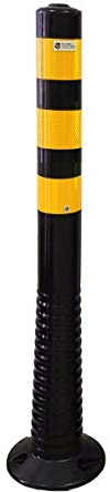 Poller, Pfosten, Absperrpfosten flexibel schwarz Höhe 750mm Ø 80mm gelb reflektierende Streifen Klasse RA2 selbstaufrichtender Sperrpfosten