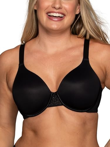Vanity Fair Women's Full Figure Beauty Back Smoothing Bra, 4 Way Stretch Fabric, Lightly Lined Cups up to H - Underwire - Black, 38C