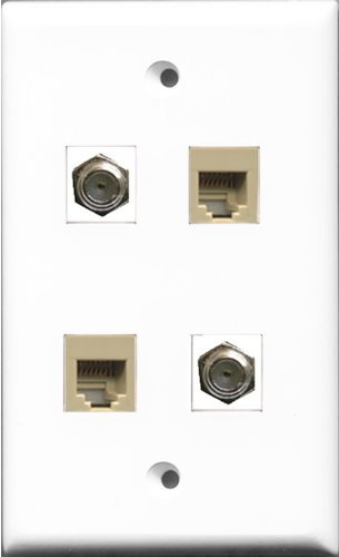 RiteAV - Cavo coassiale TV a 2 porte tipo F per telefono RJ11 RJ12, colore: Beige