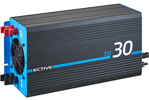 ECTIVE Reiner Sinus Wechselrichter SSI 30-300W, 20A, 24V auf 230V | Überlastschutz, Überhitzungsschutz, mit MPPT-Laderegler, Spannungswandler, Umwandler, Stromwandler, Batterieladegerät, Inkl