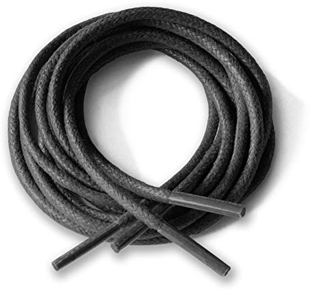 Lacestar Round Waxed Cotton Thin Shoelaces 2.5mm Wide 75cm 100cm 125cm Long Dress Wax Cord Laces Brogues Shoes Boot (125cm, Black)…