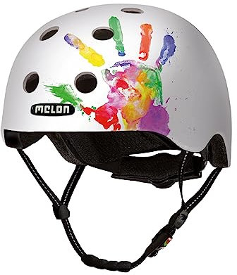 Melon Fahrradhelm »Handprint« für Damen, Herren und Kinder | Leichter & sicherer urbaner Cityhelm mit Magnetverschluss, individuell anpassbar in weiß, bunt | Größe M-L (52–58cm)