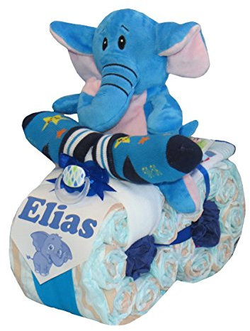 Windeltorte | Windelmotorrad Elefant blau | Windelgeschenk Junge