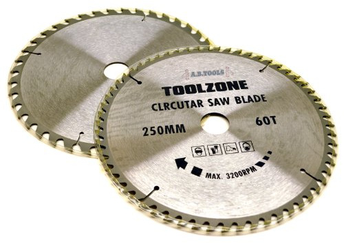2pc 250mm TCT Circular Saw Blades 40 and 60 Teeth with Adapter Rings