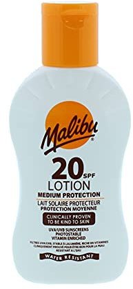Malibu Sun SPF 20 Lotion, Medium Protection Sun Cream, Water Resistant, Vitamin Enriched, 100ml