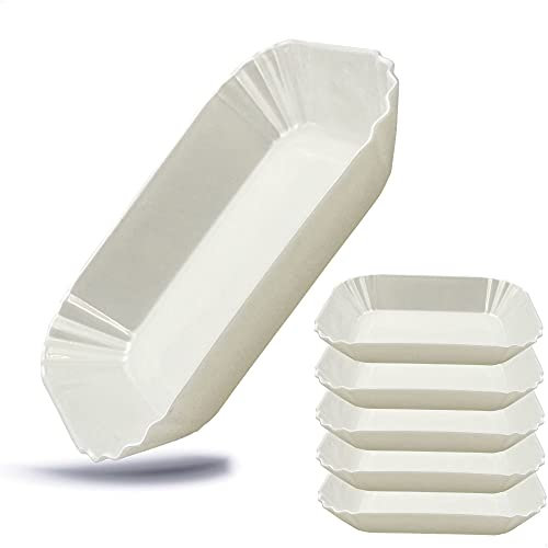 Kerafactum Pommesschale Snack Wurst Schale für Pommes Frites Currywurst | Mehrweg Wurstschale Würstchenteller Snackschale für Imbiss |Melamin Spülmaschinen geeignet eckig 19 x 13,5 cm | 6 Stück