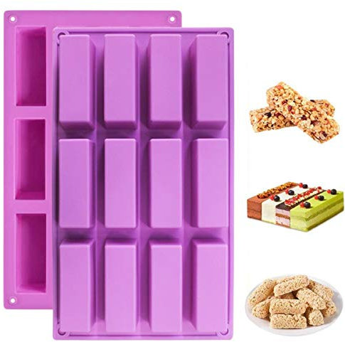 FantasyDay 12-Cavity Cubic Soap Shape Silicone Baking Mould, Anniversary Birthday Tray-Wedding Festival Party Silicone Cake Mold for Muffin Brownie Cornbread Candy Chocolates Butter Soap Gummy Bread