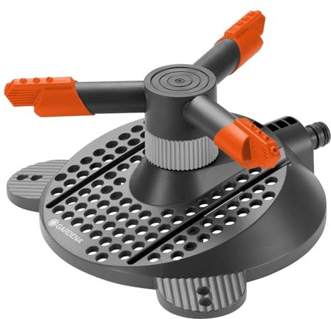 Gardena Classic Kreisregner Samba: Rasensprenger für gleichmäßige Bewässerung durch Präzisions-Düsenköpfe, für Flächen bis max. 250m², mit integriertem Schmutzsieb, max. Sprengbereich 18 m (2060-20), Standard