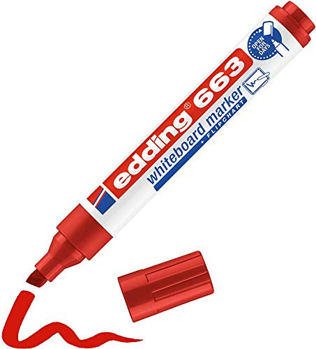 edding 663 Whiteboardmarker - rot - 1 Whiteboard Stift - Keilspitze 1-5 mm - Boardmarker abwischbar - für Whiteboard, Flipchart, Magnettafel, Pinnwand, Memoboard - Sketchnotes - nachfüllbar