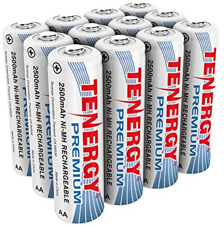 Tenergy Premium Rechargeable AA Batteries, High Capacity 2500mAh NiMH AA Battery, AA Cell Battery, 12 Pack