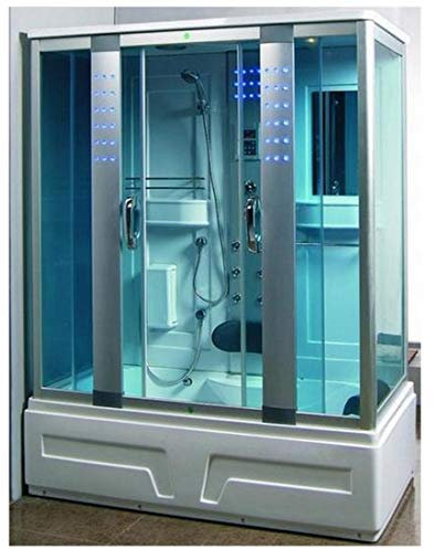 Box doccia idromassaggio 160x85 cm cabina con vasca idromassaggio bluetooth bagno turco cromoterapia