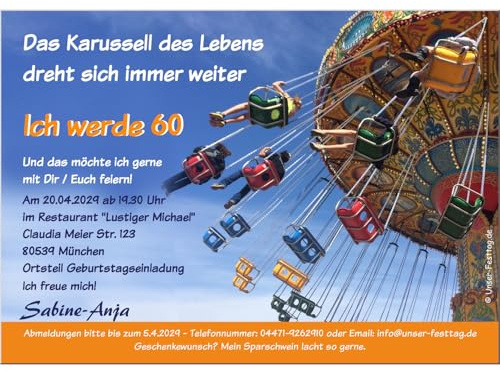 Einladungskarten Geburtstagsfeier Fete Party Wunschtext originell lustig 30 | 40. 50. 60. - Originell, 10 Karten