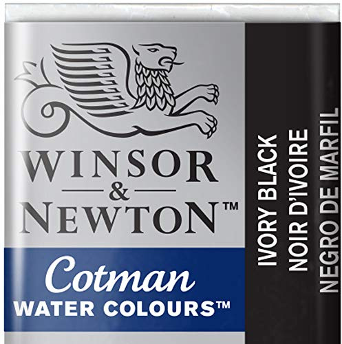 Winsor & Newton 0301331 Cotman Aquarellfarbe mit guter Transparenz, hervorragender Tönungsstärke und guten Maleigenschaften, Wasserfarbe im 1/2 Napf - Elfenbeinschwarz