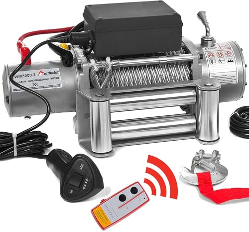 ROTFUCHS Elektrische Seilwinde 12v mit Funkfernbedienung – 5909 kg 13000 lbs, 6 PS Power Offroad 4x4 Motorwinde Bergewinde Forst Seilzug mit Stahlseil