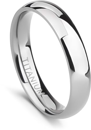 TIGRADE 2mm 4mm 6mm 8mm 10mm Titanium Ring Plain Dome High Polished Wedding Band Comfort Fit Size 3-15,4mm,Size 10