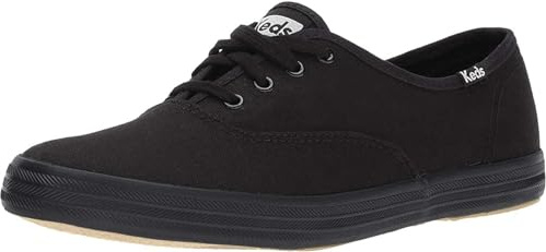 Keds Women's Champion Original Canvas Lace-Up Sneaker, Black/Black, 9.5 M US