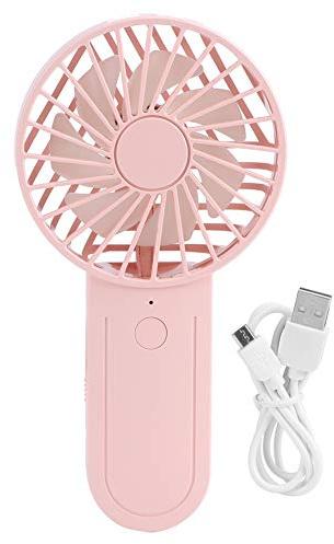 EOJDDPA Mini ventilador de mano portátil USB recargable telescópico gancho ventilador 3 velocidades ajustable con batería incorporada para viajes oficina hogar al aire libre blanco rosa (Rosa)