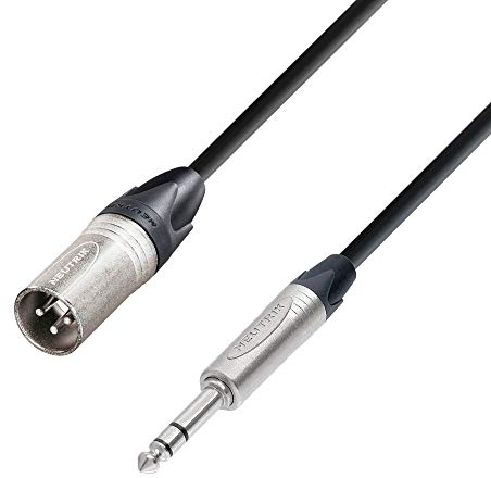Adam Hall Cables 5 STAR BMV 0300 - Symmetrisches Kabel, Neutrik 3-Pol XLR male auf 6,3mm Klinkenstecker stereo, schwarz, 3m