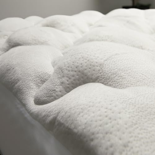 Cheer Collection Queen Size Rayon from Bamboo Mattress Topper – Thick, Plush, and Cooling Mattress Pad, Machine Washable Mattress Topper for Queen Bed
