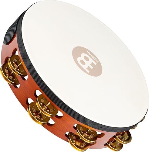 Meinl Felltambourine TAH2B-AB, Brass Jingles | Tamburin mit 2 Reihen Jingles, Durchmesser 10 Zoll, mit Ziegenfell, Holz und Messing