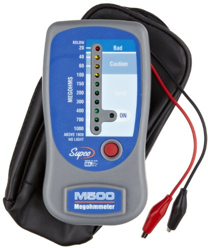 Supco M500 Insulation Tester/Electronic Megohmmeter with Soft Carrying Case, 0 to 1000 megohms Black