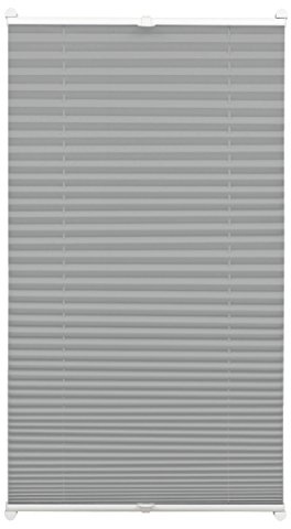 Gardinia Plissee zum Klemmen, Blickdichtes Faltrollo, Alle Montage-Teile inklusive, EASYFIX Plissee verspannt mit Zwei Bedienschienen, Schiefer, 90 x 130 cm (BxH)